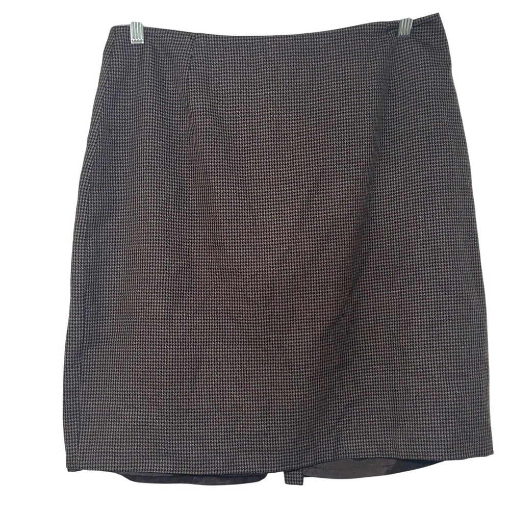 Alia Brown Houndstooth Pencil Skirt Size 14 Lined Professional academia